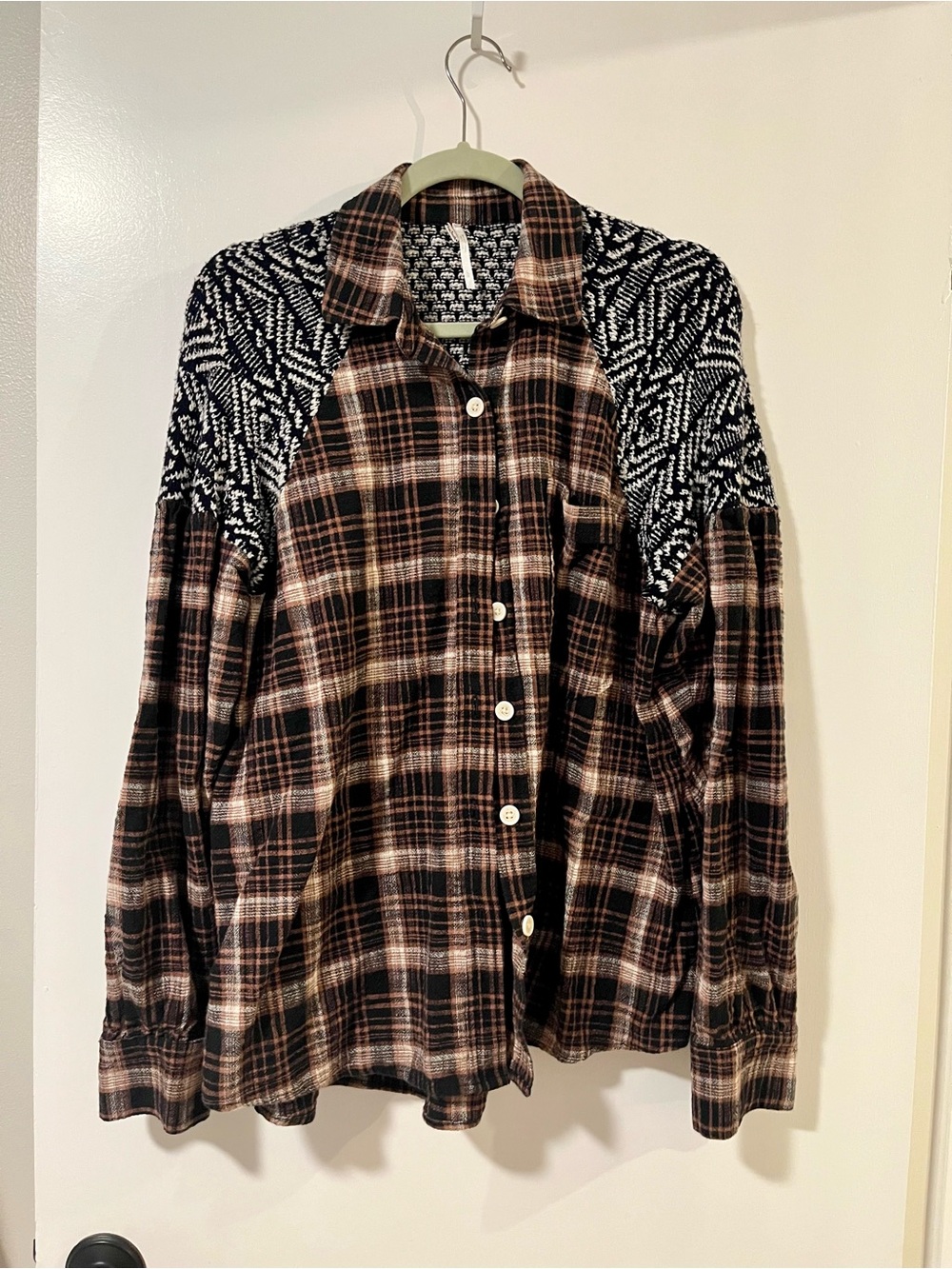Free People Fireside Nights Plaid Button Up